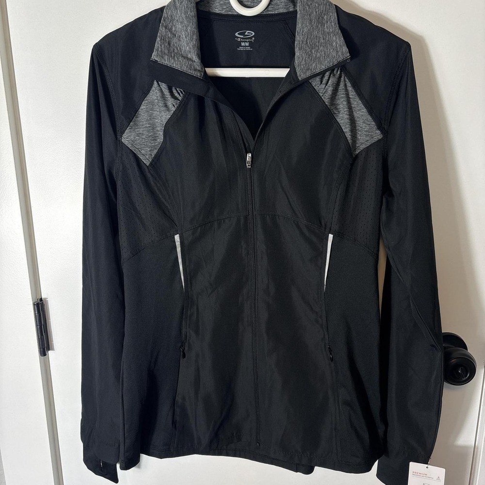 Champion NWT Athletic Zip Up Jacket Medium Black Lightweight Running Gym Jacket